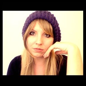 Handmade Slouchy Beret Plum Purple Knit Cap